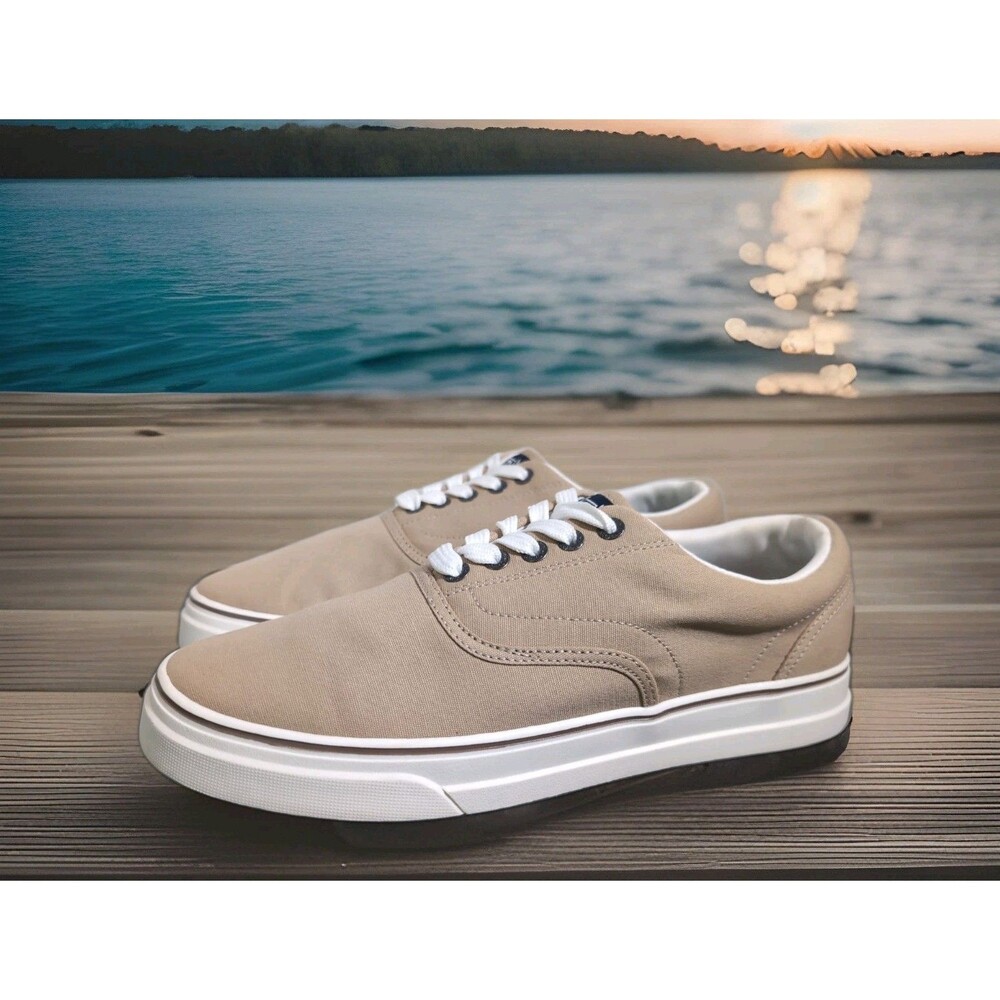 CHAPS CHACE CANVAS LACE UP SNEAKERS MEN'S SIZE 9 BEIGE/WHITE BRAND NEW
